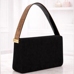 GIVENCHY leather suede shoulder bag with interchangeable snakeskin handle